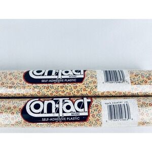 Vintage 80s Con-Tact Contact Country Calico 9843 Floral Shelf Liner Lot Of 2